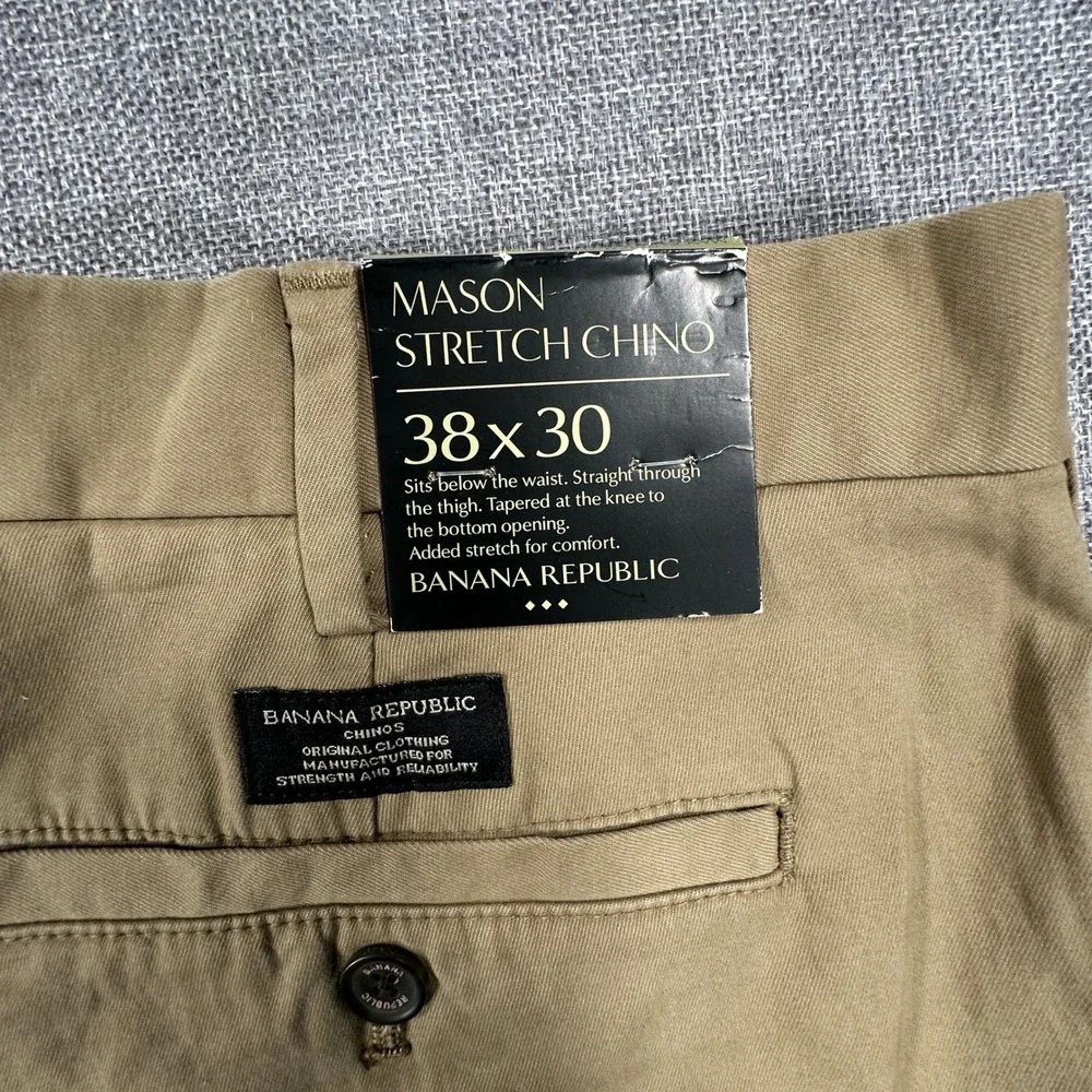 Banana Republic Mason Stretch Chinos Mens 38x30 (Fits as 37x29) Khaki Pants NEW